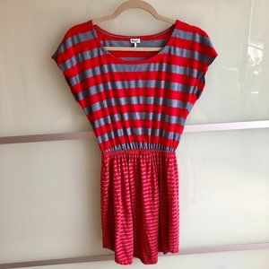 Summery Splendid red and blue striped cotton dress